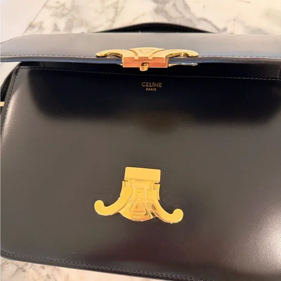 Celine Classique Triomphe bag in Shiny Calfskin with Gold Hardware - Picture 12 of 16